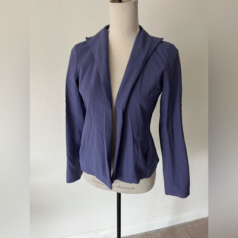 Eileen Fisher Navy Blue Open-Front Blazer Jacket
